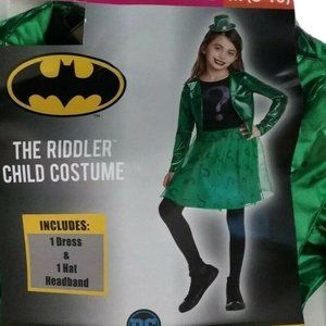Batman The Riddler Girls Halloween Costume Villain Size M L Green Dress Green